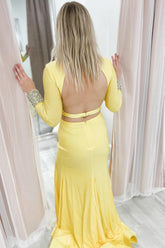 2 Pieces Round Neck Long Prom Dress